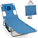 Folding Beach Lounge Chair with Adjustable Backrest for Lawn