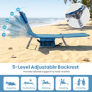 Folding Beach Lounge Chair with Adjustable Backrest for Lawn