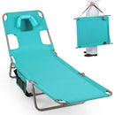 Folding Beach Lounge Chair with Adjustable Backrest for Lawn
