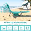 Folding Beach Lounge Chair with Adjustable Backrest for Lawn