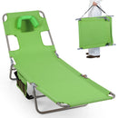 Folding Beach Lounge Chair with Adjustable Backrest for Lawn