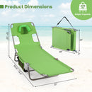 Folding Beach Lounge Chair with Adjustable Backrest for Lawn