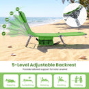 Folding Beach Lounge Chair with Adjustable Backrest for Lawn