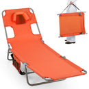 Folding Beach Lounge Chair with Adjustable Backrest for Lawn