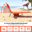 Folding Beach Lounge Chair with Adjustable Backrest for Lawn