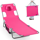 Folding Beach Lounge Chair with Adjustable Backrest for Lawn