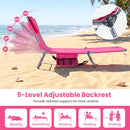 Folding Beach Lounge Chair with Adjustable Backrest for Lawn