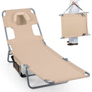 Folding Beach Lounge Chair with Adjustable Backrest for Lawn