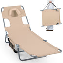 Folding Beach Lounge Chair with Adjustable Backrest for Lawn