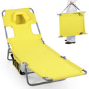 Folding Beach Lounge Chair with Adjustable Backrest for Lawn