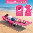 Folding Beach Lounge Chair with Adjustable Backrest for Lawn