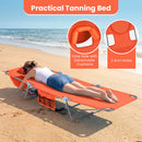 Folding Beach Lounge Chair with Adjustable Backrest for Lawn