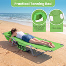Folding Beach Lounge Chair with Adjustable Backrest for Lawn