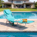 Folding Beach Lounge Chair with Adjustable Backrest for Lawn