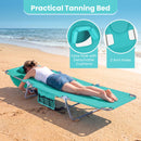 Folding Beach Lounge Chair with Adjustable Backrest for Lawn