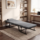 Folding Camping Cot with Mattress 3 in 1 Convertible Single Sofa Chaise Lounge Chair Sleeper-Gray