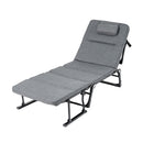 Folding Camping Cot with Mattress 3 in 1 Convertible Single Sofa Chaise Lounge Chair Sleeper-Gray