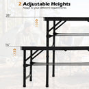 Folding Camping Table with Adjustable Heights Storage Net & Handle