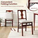 Folding Chairs Set of 2 Upholstered Dining Chairs with Comfy Padded Seats-Brown