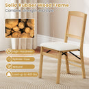 Folding Dining Chairs Set of 4 Rubber Wood Chairs with Linen Padded Seat