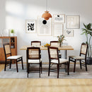 Folding Dining Chairs Set of 4 Rubber Wood Chairs with Linen Padded Seat