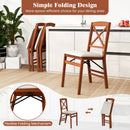 Folding Dining Chairs Set of 2 with Padded Seat and Rubber Wood Frame
