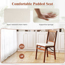 Folding Dining Chairs Set of 2 with Padded Seat and Rubber Wood Frame