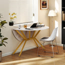 Folding Dining Table 47 Inch Extendable Round Kitchen Table with Drop Leaves