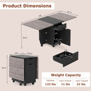 Folding Dining Table 3-in-1 Space-Saving Drop Leaf Kitchen Table with Lockable Wheels