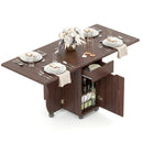 Folding Dining Table 3-in-1 Space-Saving Drop Leaf Kitchen Table with Lockable Wheels