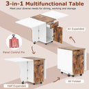Folding Dining Table 3-in-1 Space-Saving Drop Leaf Kitchen Table with Lockable Wheels