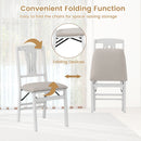 Folding Kitchen Chairs Set of 2 Upholstered Dining Chairs with Comfy Padded Seats-White