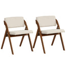 Set of 2 Folding Kitchen Dining Chairs with Rubber Wood Legs
