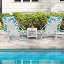 Folding Low Beach Chair Set of 2 Patio Sling Chairs with Padded Head Pillow