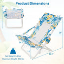 Folding Low Beach Chair Set of 2 Patio Sling Chairs with Padded Head Pillow