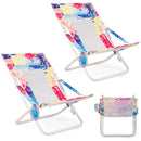 Folding Low Beach Chair Set of 2 Patio Sling Chairs with Padded Head Pillow