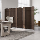 8-Panel Folding Room Divider with Hand-Woven Texture and Solid Wood Frame