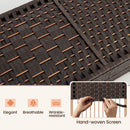 8-Panel Folding Room Divider with Hand-Woven Texture and Solid Wood Frame
