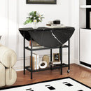 Folding Round Dining Table with Lockable Wheels