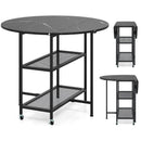 Folding Round Dining Table with Lockable Wheels