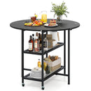 Folding Round Dining Table with Lockable Wheels