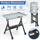 Folding Welding Table Welding Workbench with 2 Fixed Wheels 4-Level Height