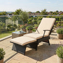 Folding Wicker Chaise Lounge with Adjustable Backrest & Ottoman