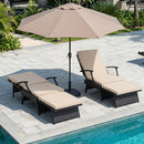 Folding Wicker Chaise Lounge with Adjustable Backrest & Ottoman