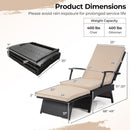 Folding Wicker Chaise Lounge with Adjustable Backrest & Ottoman