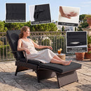 Folding Wicker Chaise Lounge with Adjustable Backrest & Ottoman