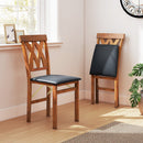 Folding Wooden Dining Chair Set of 2 Faux Leather Upholstered Kitchen Armless Chairs