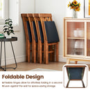 Folding Wooden Dining Chair Set of 2 Faux Leather Upholstered Kitchen Armless Chairs