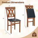 Folding Wooden Dining Chair Set of 2 Faux Leather Upholstered Kitchen Armless Chairs