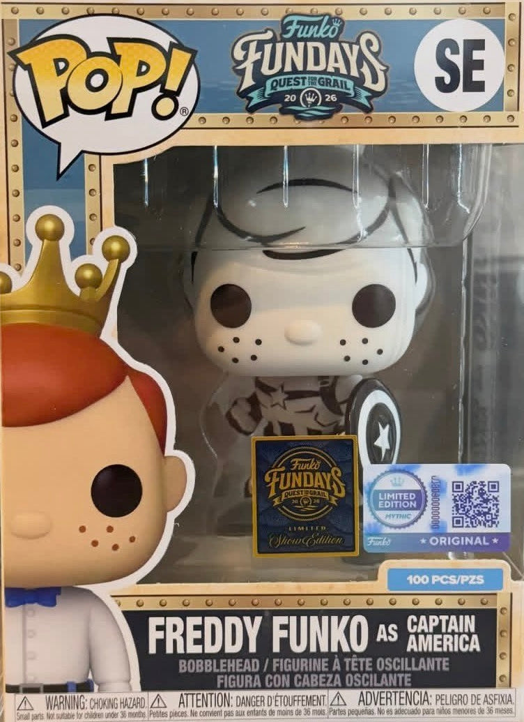 Fundays: Quest for the Grail - Atlantis 2026 Freddy Funko as Captain America Deco with Protector & Guaranteed Mint LE100